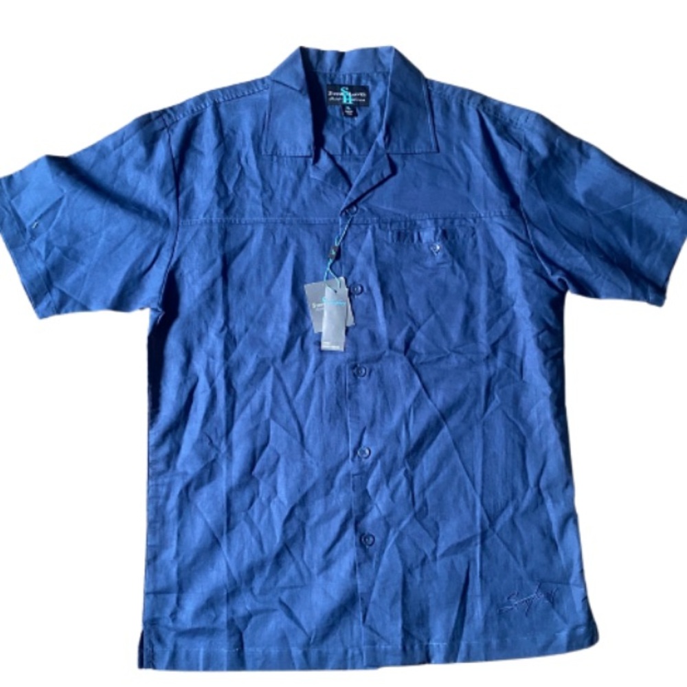 STEVE HARVEY Men’s Navy Casual Short Sleeve Shirt Size XL